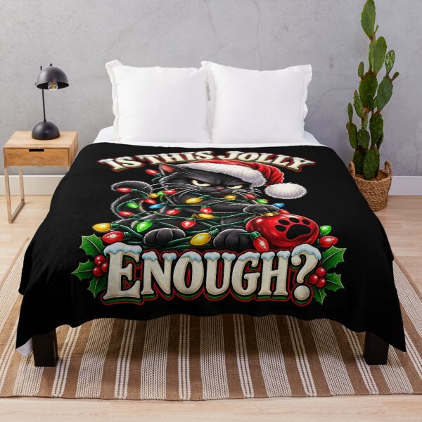 Item preview, Jolly Black Cat with Christmas Lights Design designed and sold by rafaeltto.