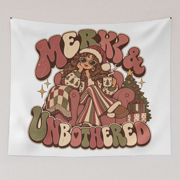 Item preview, Merry and Unbothered Retro 70s Christmas Girl designed and sold by codex401.