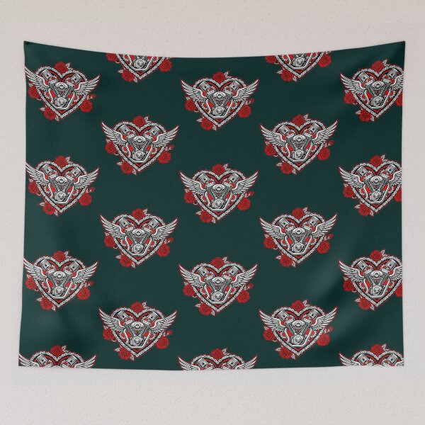 Item preview, Biker Heart Engine Roses Valentines Day Motorcycle Rider designed and sold by OrvalKoch.