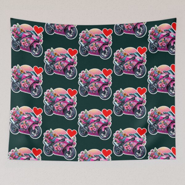 Item preview, Romantic Pink Motorcycle With Floral Heart  designed and sold by OrvalKoch.