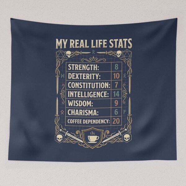 Item preview, My Real Stats RPG Character Sheet - Funny DND Gamer T-Shirt Design designed and sold by StreetNovaInk.