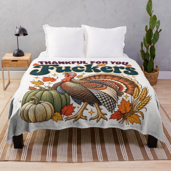 Item preview, Thankful For You Fuckers Funny Thanksgiving Turkey Vintage Graphic designed and sold by CozyCubs-Art.