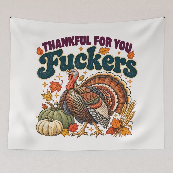 Item preview, Thankful For You Fuckers Funny Thanksgiving Turkey Vintage Graphic designed and sold by CozyCubs-Art.