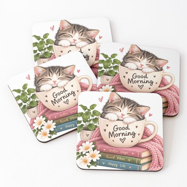 Item preview, Sleepy Cat in a Coffee Mug – Cozy Cat Lover Gift designed and sold by CuteOasis.