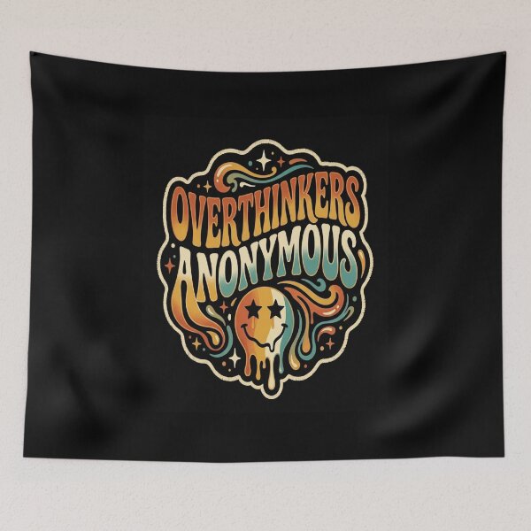 Item preview, Overthinkers Anonymous Retro Wavy Typography Graphic Tee designed and sold by Soufiane Shop.