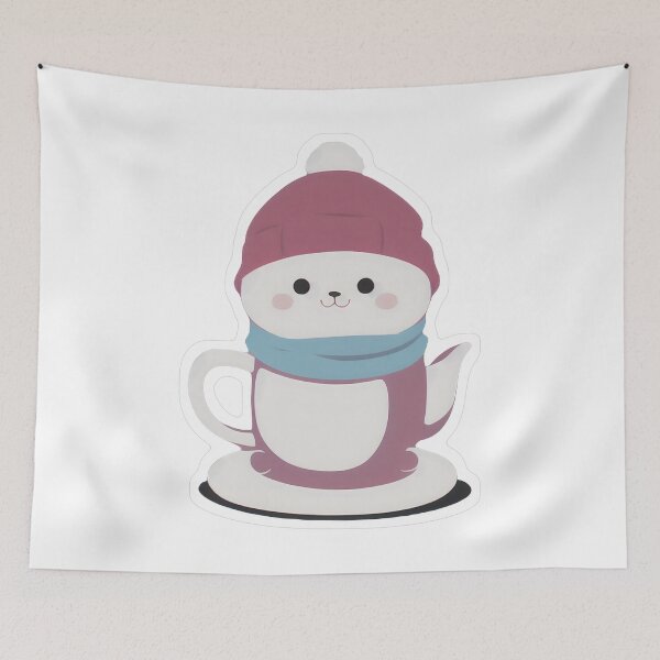 Item preview, Cozy White Bear in Pink Teacup designed and sold by For-Cat Studio.