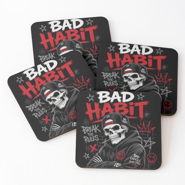 Item preview, Bad Habit Rebellious Skeleton Streetwear Graphic T-Shirt designed and sold by Aura Craft Co..