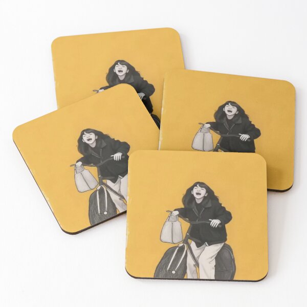Item preview, Moody Goth Girl Riding Bicycle Yellow Aesthetic  Art designed and sold by Alemway.