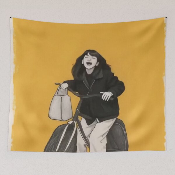 Item preview, Moody Goth Girl Riding Bicycle Yellow Aesthetic  Art designed and sold by Alemway.