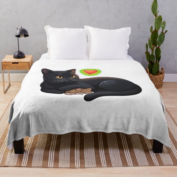 Item preview, Sleek Black Cat Protecting Tiny Field Mouse Animal Peace designed and sold by YNAMREG.