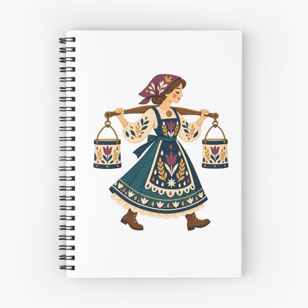 Item preview, Folk Milkmaid Carrying Milk Pails on a Yoke designed and sold by H. Doucette Studio.