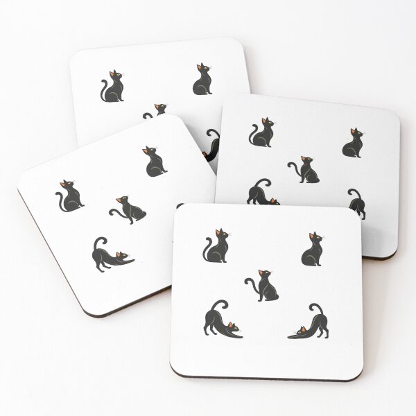 Item preview, Black Cats in Five Sitting and Stretching Poses designed and sold by Greemo03.