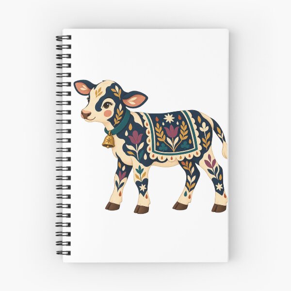 Item preview, Folk Painted Dairy Calf with Cowbell designed and sold by H. Doucette Studio.