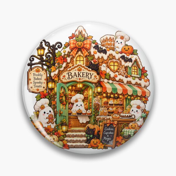 Item preview, Haunted Gingerbread Bakery – Cute Ghost Halloween Sticker designed and sold by PaginaBrew.