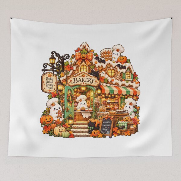 Item preview, Haunted Gingerbread Bakery – Cute Ghost Halloween Sticker designed and sold by PaginaBrew.