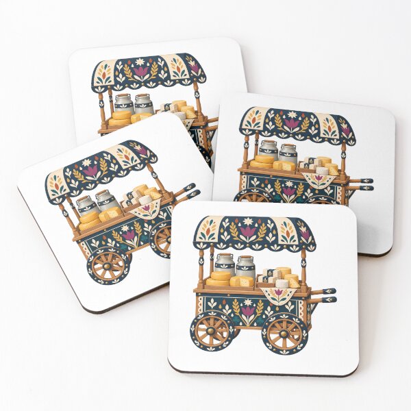 Item preview, Folk Creamery Market Cart with Milk and Cheese designed and sold by H. Doucette Studio.