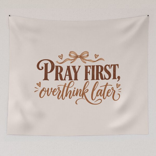 Item preview, Pray First Overthink Later, Boho Autumn Christian Faith Quote, Cozy Fall Inspirational Saying, Prayer Over Anxiety, Retro Religious Aesthetic designed and sold by Quiajia.