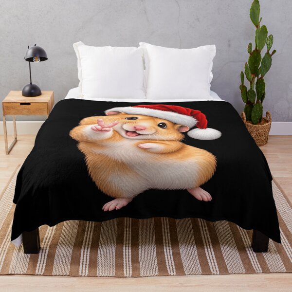 Item preview, Cute hamster in a Christmas hat with peace sign designed and sold by rafaeltto.