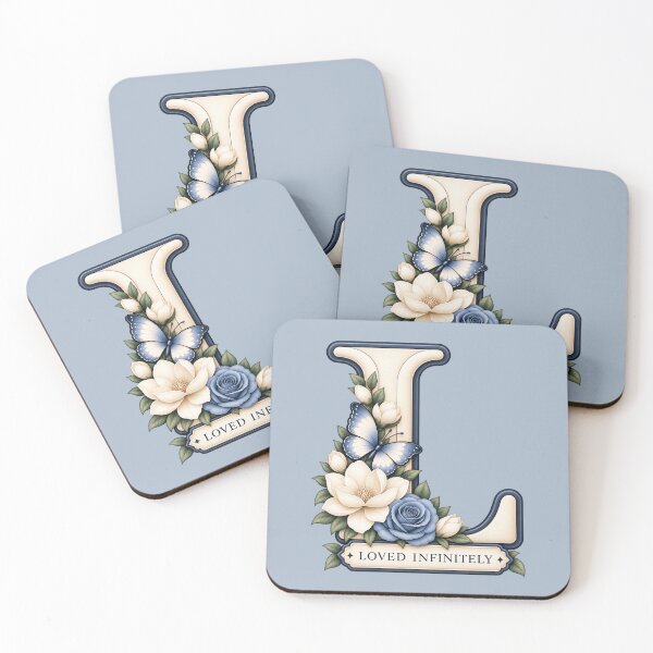 Item preview, Loved Infinitely Letter L – Navy Blue Floral Butterfly Christian Monogram designed and sold by HO•Designs.