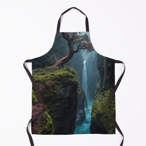 Item preview, Red Tree On Mossy Cliff Over Waterfall Gorge designed and sold by monkeybusiness.pt.