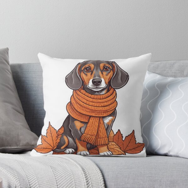Item preview, Cozy Dachshund in Autumn Leaves designed and sold by tarekmeziani.