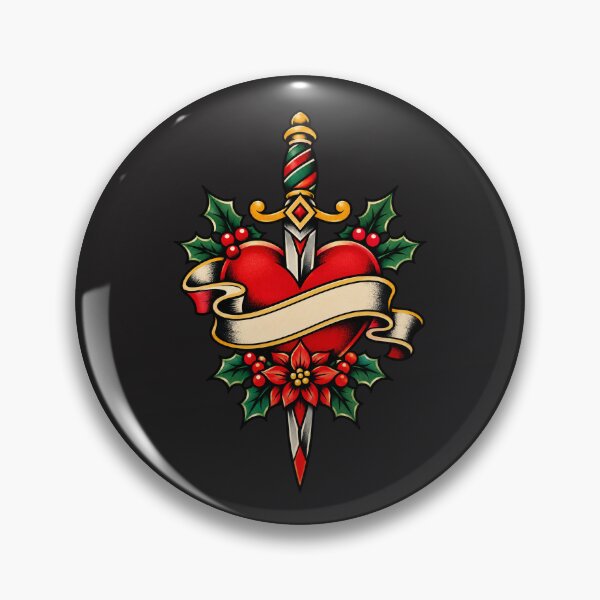 Item preview, Christmas Sacred Heart & Dagger – Traditional Tattoo designed and sold by MetaModel Editions.