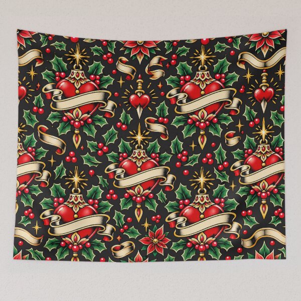 Item preview, Christmas Sacred Heart & Dagger – Traditional Tattoo designed and sold by MetaModel Editions.