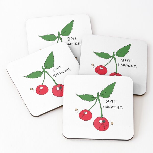 Item preview, Spit Happens | Funny Cherry Pit Spitting Fruit Visual Pun Sticker designed and sold by MyxaART.