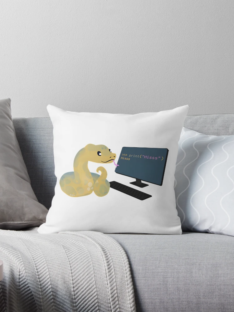 Thumbnail 1 of 4, Pillow, Python Programming Humor Design Featuring Python Language Learning Theme designed and sold by AYMANShob.