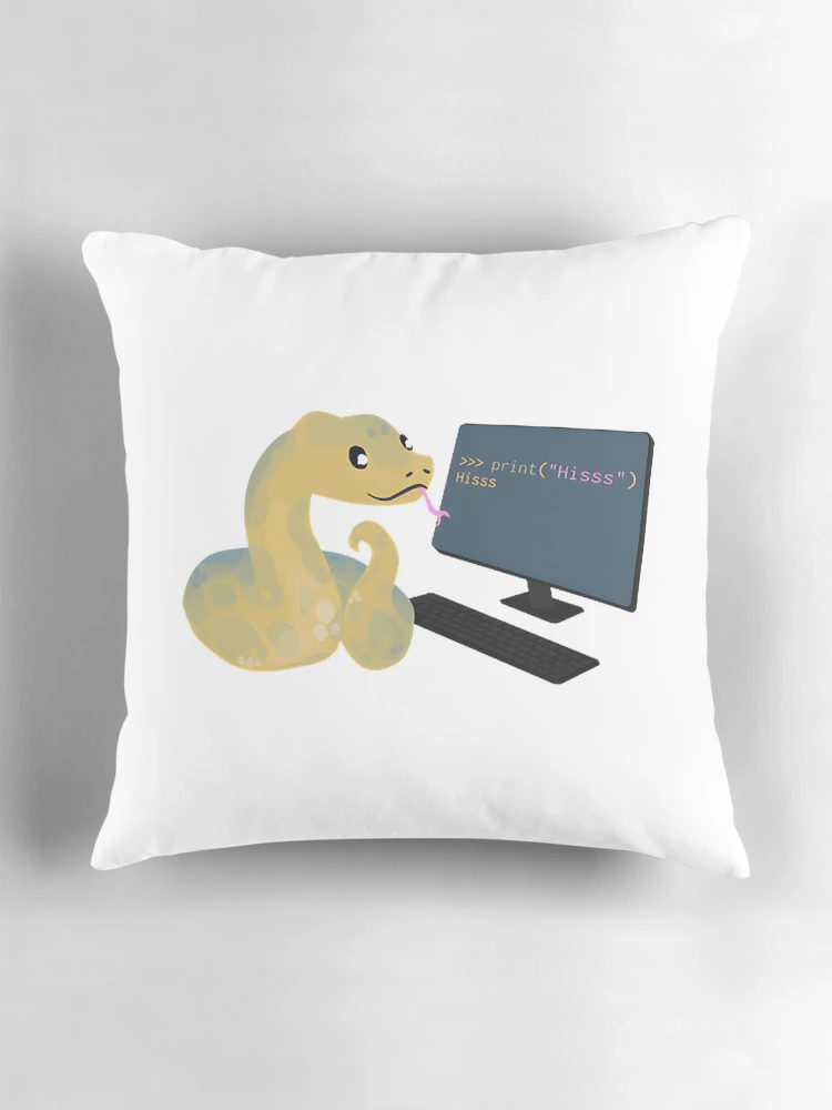 Thumbnail 3 of 4, Pillow, Python Programming Humor Design Featuring Python Language Learning Theme designed and sold by AYMANShob.