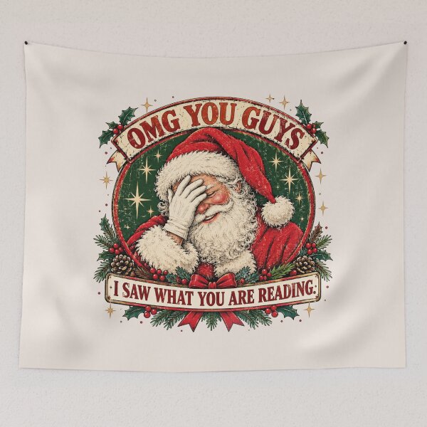 Item preview, OMG Guys Santa Saw What I'm Reading, Funny Bookish Christmas Quote, Spicy Dark Romance Reader Humor, Retro Boho Xmas Book Lover Gift designed and sold by Quiajia.