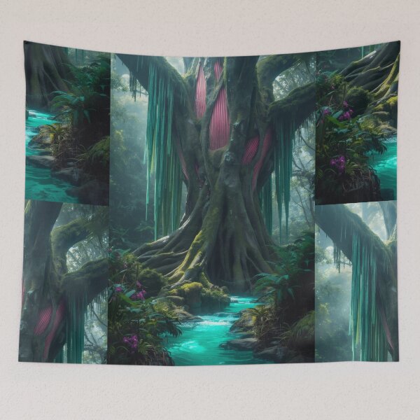 Item preview, Ancient Magical Tree Over Turquoise River designed and sold by monkeybusiness.pt.