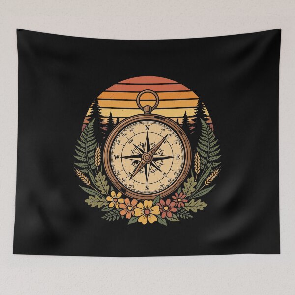 Item preview, Vintage Compass Floral Retro Sunset designed and sold by DariaOltes.