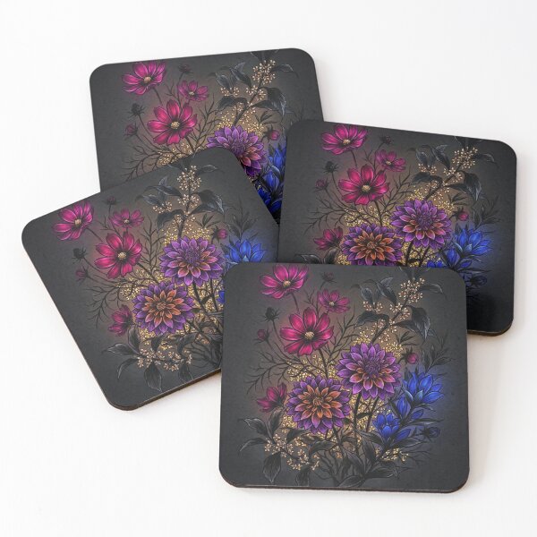 Item preview, Luminescent Japanese Florals in Shadow designed and sold by iris-festival.