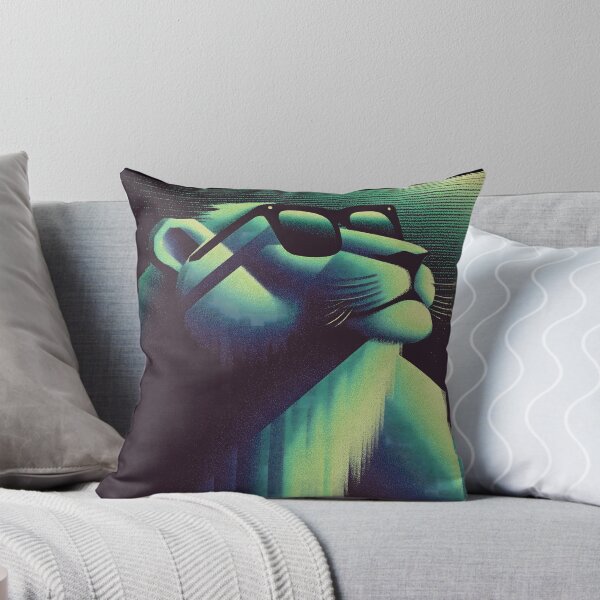 Item preview, Retro Neon Lion Wearing Sunglasses – Green and Purple Pop Art designed and sold by ClubVacay.
