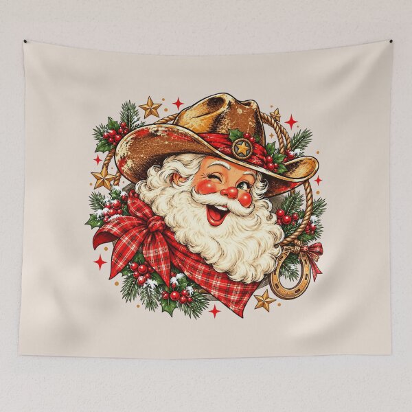 Item preview, Vintage Cowboy Santa Claus Christmas, Retro Western Holiday Aesthetic, Distressed Rustic Country Christmas, Funny Wild West Santa, Festive Xmas Gift designed and sold by Quiajia.