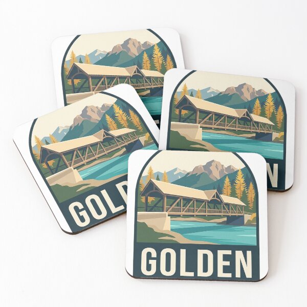 Item preview, Golden British Columbia Canada Timber Bridge Arch Badge Sticker designed and sold by DetourDgn.