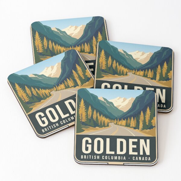 Item preview, Golden British Columbia Canada Mountain Highway Ribbon Badge Sticker designed and sold by DetourDgn.