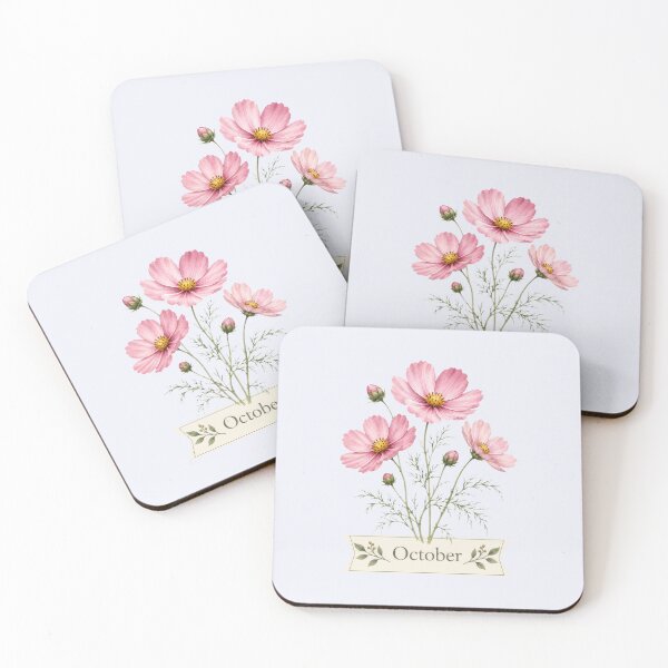 Item preview, October Cosmos – Pink Flowers Bouquet, Gift for October Birth designed and sold by Alaa-love-art.