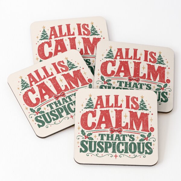 Item preview, All Is Calm Suspiciously Calm, Funny Sarcastic Christmas Quote, Vintage Distressed Holiday Humor, Retro Bookish Xmas Aesthetic designed and sold by Quiajia.