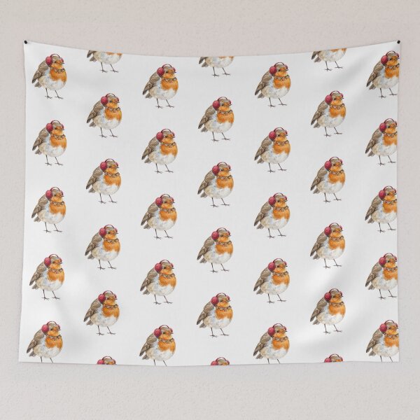 Item preview, Red Earmuffs Garland Robin designed and sold by Tiffany Roy.