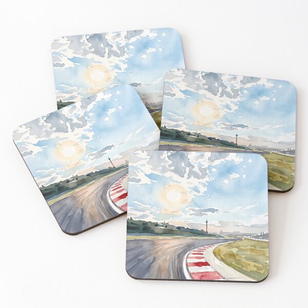 Item preview, Watercolor Racetrack Curve Art – Morning Speedway Circuit Painting designed and sold by mentosdesigner.