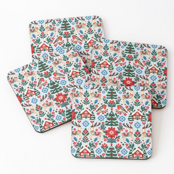 Item preview, Nordic Folk Christmas – Scandinavian Reindeer and Winter Cottage Pattern designed and sold by MetaModel Editions.