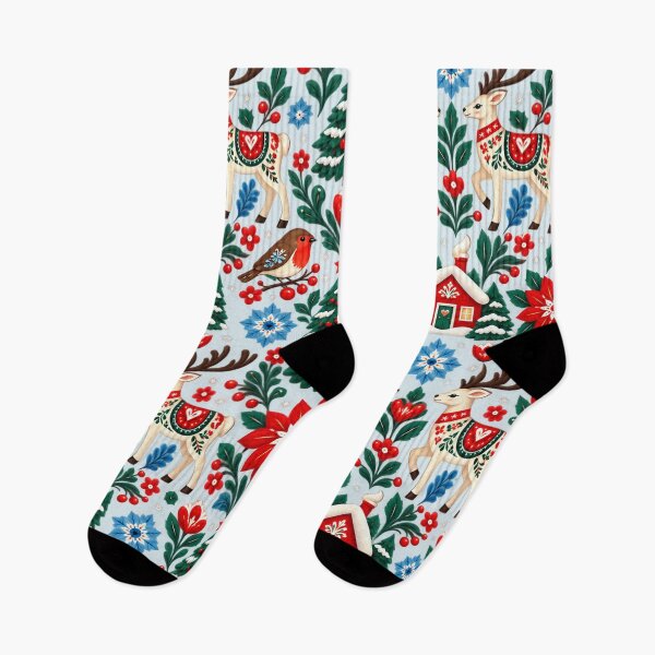 Item preview, Nordic Folk Christmas – Scandinavian Reindeer and Winter Cottage Pattern designed and sold by MetaModel Editions.