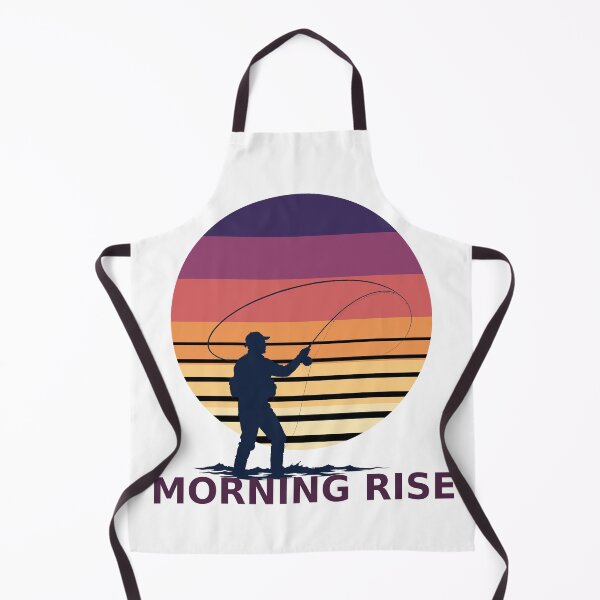 Item preview, Morning Rise — Fly Fisherman Casting at Dawn, Retro Sunset Design designed and sold by JonahCrossBooks.