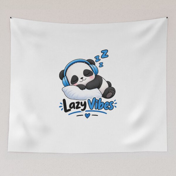 Item preview, Lazy Vibes Sleeping Panda – Cute Kawaii Panda with Headphones designed and sold by Artbysarmina.
