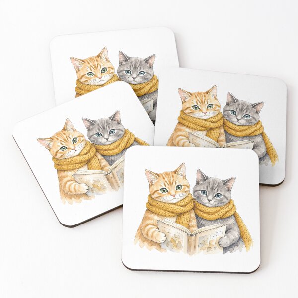 Item preview, Cozy Cats Reading Together - Book Lovers Club Art designed and sold by AZABSTORE.