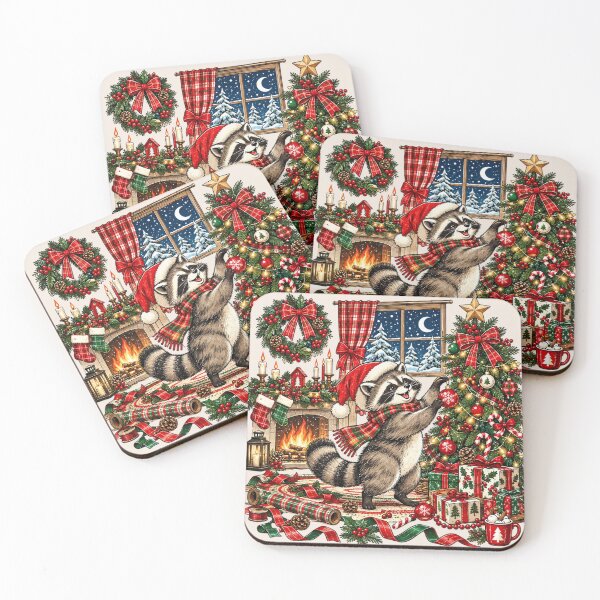 Item preview, Feral Raccoon Christmas, Funny Vintage Holiday Raccoon, Cute Retro Trash Panda, Chaotic Christmas Humor, Festive Woodland Animal Gift designed and sold by Quiajia.