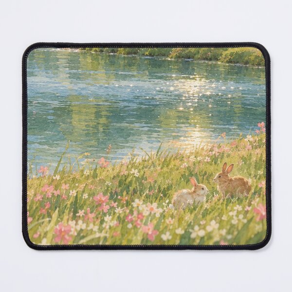 Item preview, Dreamy Watercolor Bunny Meadow Landscape designed and sold by Av0nm0ra.