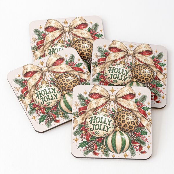Item preview, Holly Jolly Christmas Leopard Ornament, Cute Neutral Christmas Bows, Preppy Watercolor Holiday Aesthetic, Coquette Xmas designed and sold by Quiajia.